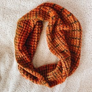 Orange Knit Infinity Scarf